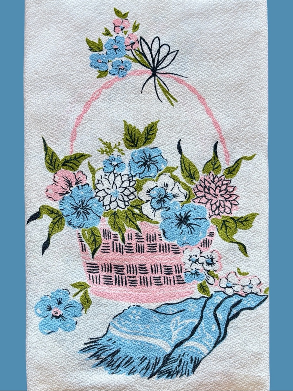PAIR of Mid Century Hand Towels Tea Towels Dish Towels Cotton Guest Bath Linen